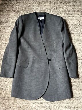 Giorgio Armani Black and White Micro-Check Long Blazer